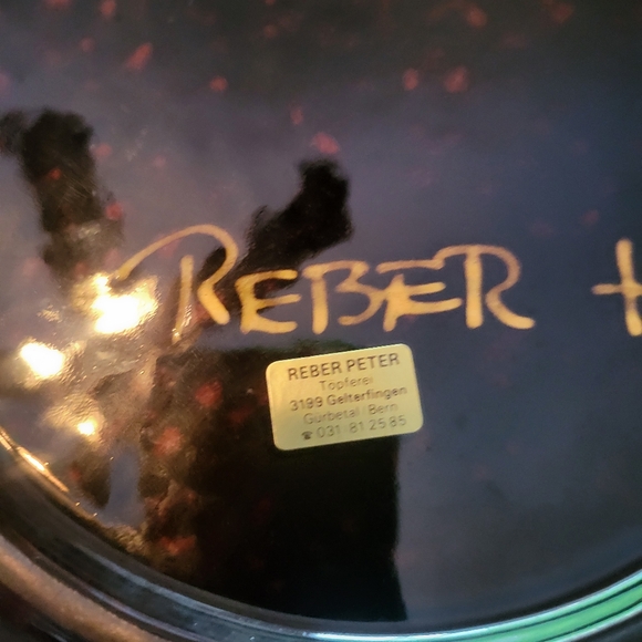 VTG Large Reber Swiss Folk Art Hand-Painted Wall Hanging Plate -11in"- Signed-fm - Picture 4 of 8